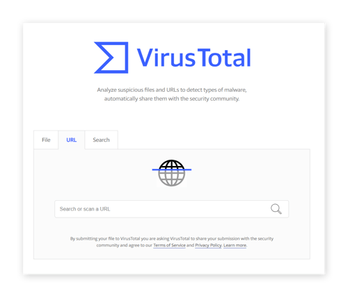 VirusTotal将扫描网址并检查有无威胁。